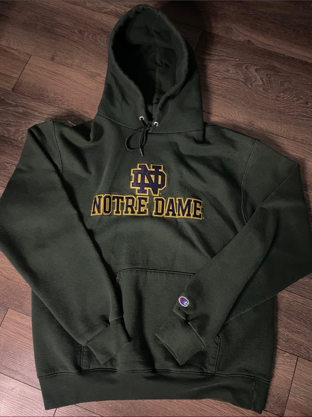 Champion Green Notre Dame Embroidered Pullover Hoodie